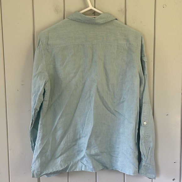 Conrad C Collection Women’s Linen Shirt Button Up Size 14 Blue - Picture 5 of 7